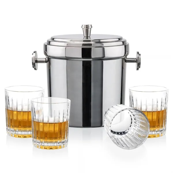 The Milano Ice Bucket & On-the-Rocks Glasses Set delivers a clean,... from ASI 84592 St Regis Group