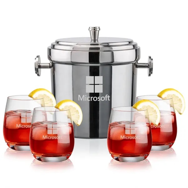 The Milano Ice Bucket & On-the-Rocks Glasses Set delivers a clean,... from ASI 84592 St Regis Group