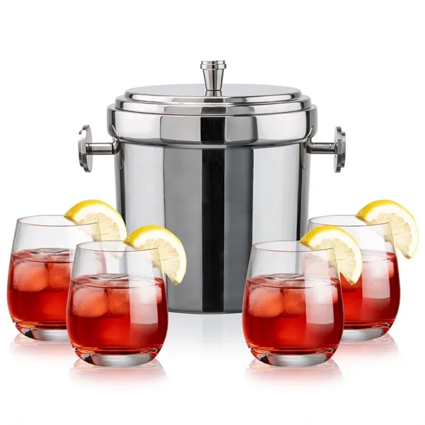 The Milano Ice Bucket & On-the-Rocks Glasses Set delivers a clean,... from ASI 84592 St Regis Group