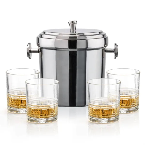 The Milano Ice Bucket & On-the-Rocks Glasses Set delivers a clean,... from ASI 84592 St Regis Group