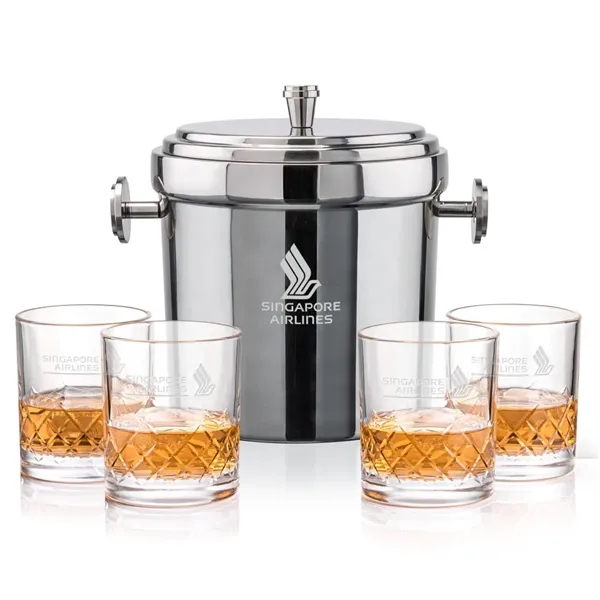 The Milano Ice Bucket & On-the-Rocks Glasses Set delivers a clean,... from ASI 84592 St Regis Group