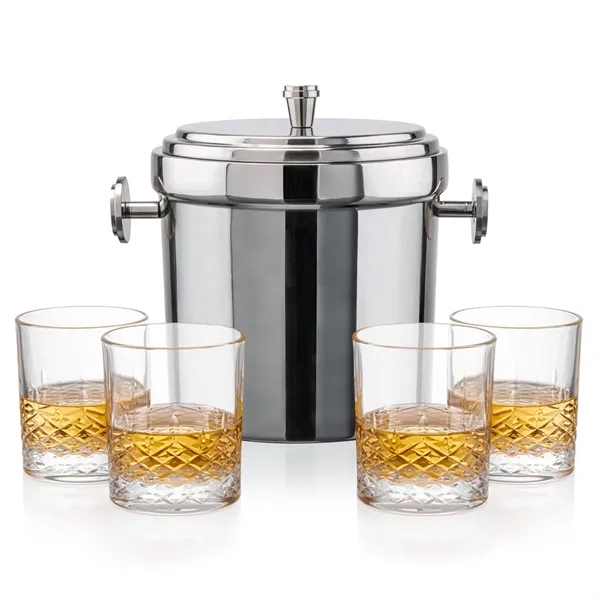 The Milano Ice Bucket & On-the-Rocks Glasses Set delivers a clean,... from ASI 84592 St Regis Group