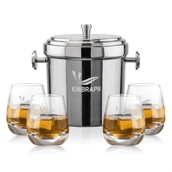 The Milano Ice Bucket & On-the-Rocks Glasses Set delivers a clean,... from ASI 84592 St Regis Group