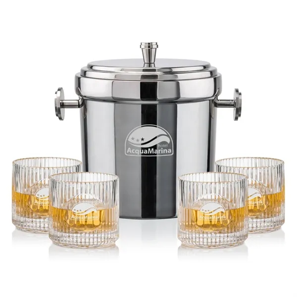 The Milano Ice Bucket & On-the-Rocks Glasses Set delivers a clean,... from ASI 84592 St Regis Group