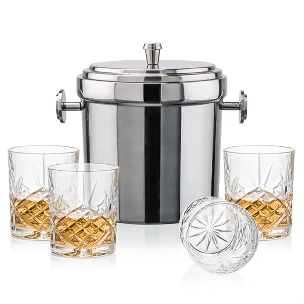 The Milano Ice Bucket & On-the-Rocks Glasses Set delivers a clean,... from ASI 84592 St Regis Group