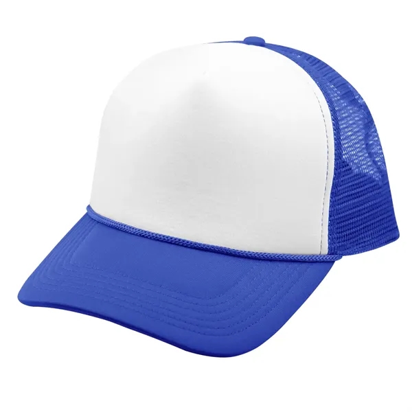 Trucker cap with a five-panel design, structured crown, pre-curved visor, adjustable... from ASI 61125 Hit Promotional Products / Hit®