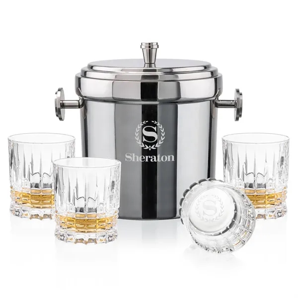 The Milano Ice Bucket & On-the-Rocks Glasses Set delivers a clean,... from ASI 84592 St Regis Group