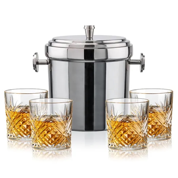 The Milano Ice Bucket & On-the-Rocks Glasses Set delivers a clean,... from ASI 84592 St Regis Group