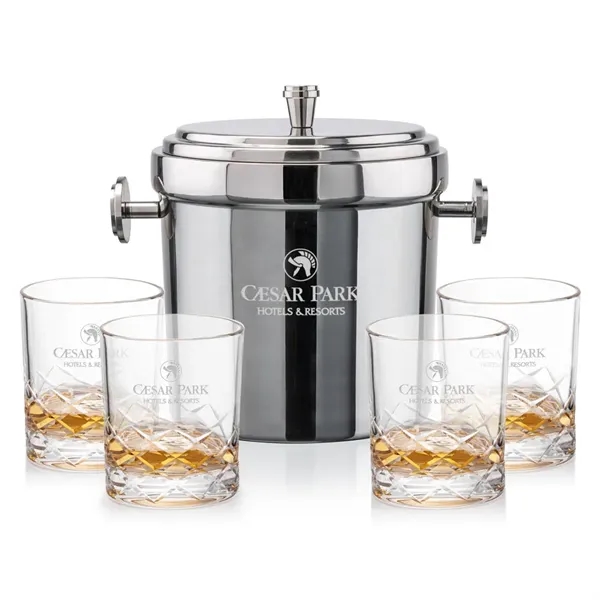 The Milano Ice Bucket & On-the-Rocks Glasses Set delivers a clean,... from ASI 84592 St Regis Group