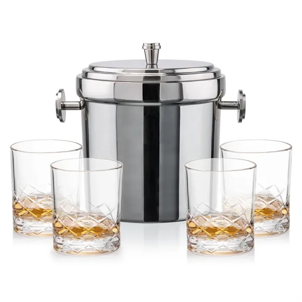 The Milano Ice Bucket & On-the-Rocks Glasses Set delivers a clean,... from ASI 84592 St Regis Group