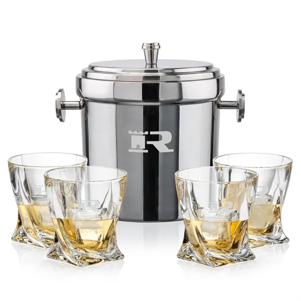 The Milano Ice Bucket & On-the-Rocks Glasses Set delivers a clean,... from ASI 84592 St Regis Group