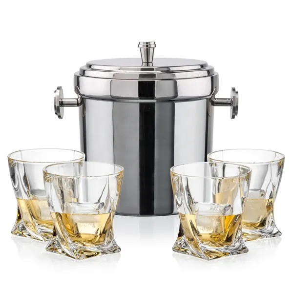The Milano Ice Bucket & On-the-Rocks Glasses Set delivers a clean,... from ASI 84592 St Regis Group