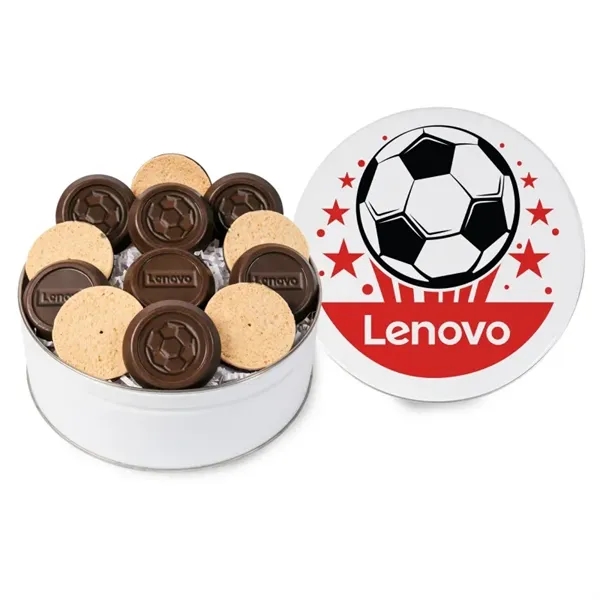 Soccer 12 Piece Truffle Cookie Gift Tin... from ASI 44900 NC Custom (CI/Lanco) / Chocolate Inn