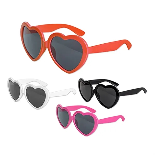 Heart shaped plastic sunglasses with 1 color pad print imprint on... from ASI 37218 Athena Promo (tm)