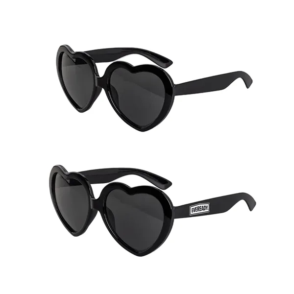 Heart shaped plastic sunglasses with 1 color pad print imprint on... from ASI 37218 Athena Promo (tm)