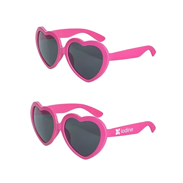 Heart shaped plastic sunglasses with 1 color pad print imprint on... from ASI 37218 Athena Promo (tm)