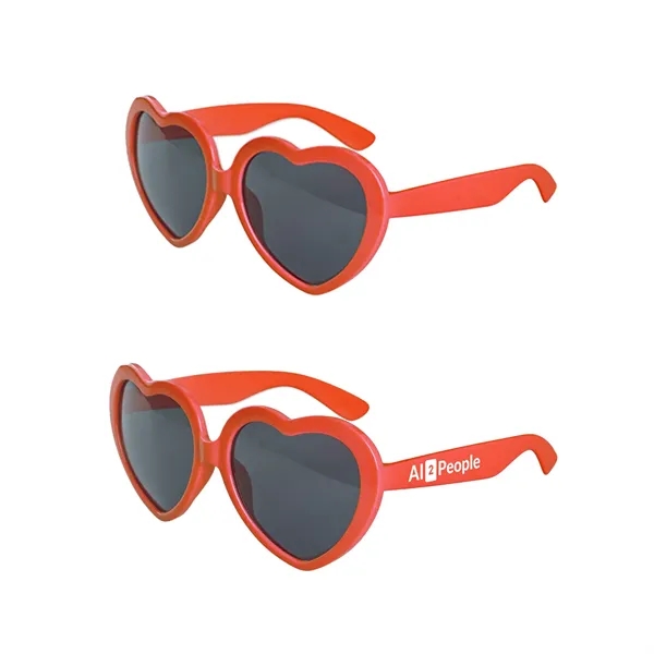 Heart shaped plastic sunglasses with 1 color pad print imprint on... from ASI 37218 Athena Promo (tm)