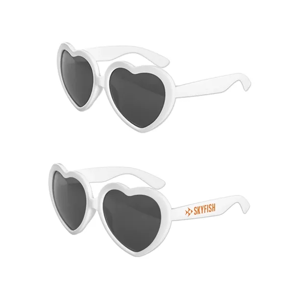 Heart shaped plastic sunglasses with 1 color pad print imprint on... from ASI 37218 Athena Promo (tm)