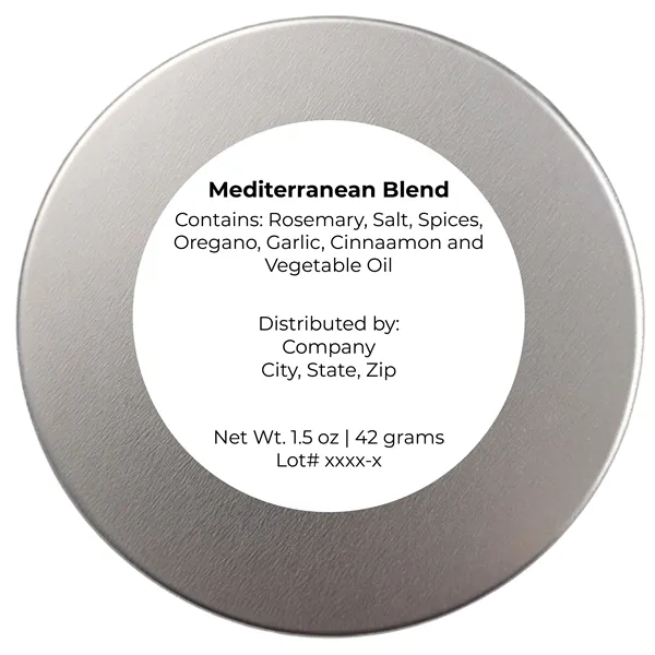 Four ounce gift tin with 3" full-color label filled with polybagged... from ASI 74601 Calico