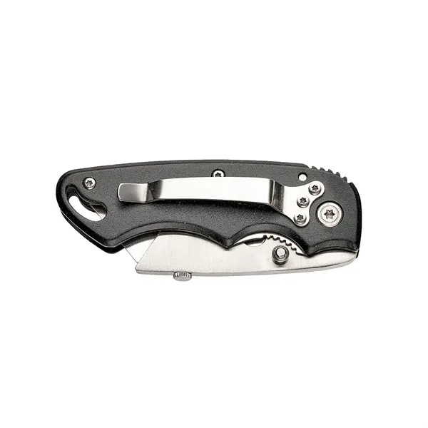 Folding utility knife with anodized aluminum handle in stainless steel construction... from ASI 46170 Compass Industries Inc
