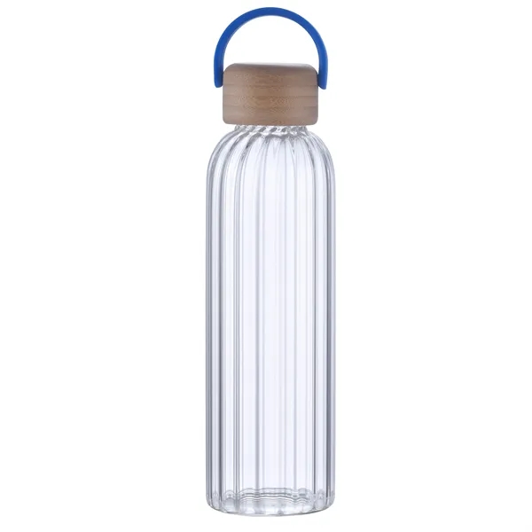 21 oz ribbed glass water bottle with leak-proof bamboo lid and... from ASI 68190 Lungsal / Lungsal