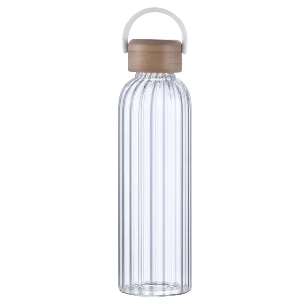 21 oz ribbed glass water bottle with leak-proof bamboo lid and... from ASI 68190 Lungsal / Lungsal