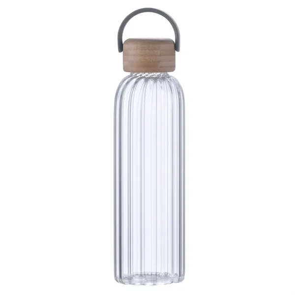 21 oz ribbed glass water bottle with leak-proof bamboo lid and... from ASI 68190 Lungsal / Lungsal