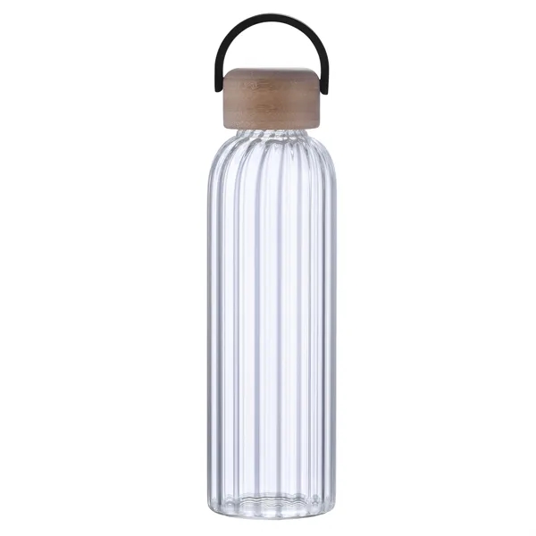 21 oz ribbed glass water bottle with leak-proof bamboo lid and... from ASI 68190 Lungsal / Lungsal