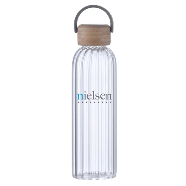 21 oz ribbed glass water bottle with leak-proof bamboo lid and... from ASI 68190 Lungsal / Lungsal