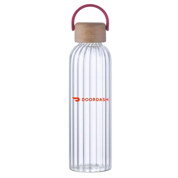 21 oz ribbed glass water bottle with leak-proof bamboo lid and... from ASI 68190 Lungsal / Lungsal