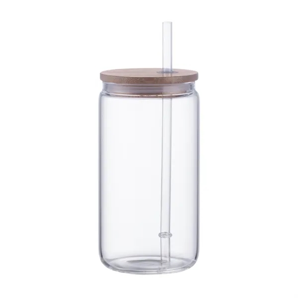 18 oz can-shaped glass tumbler with bamboo lid and reusable straw.... from ASI 68190 Lungsal / Lungsal