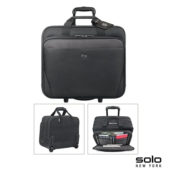 8.5" x 14.5" x 17" Solo® leather rolling trolley case with... from ASI 67866 Logomark/Valumark