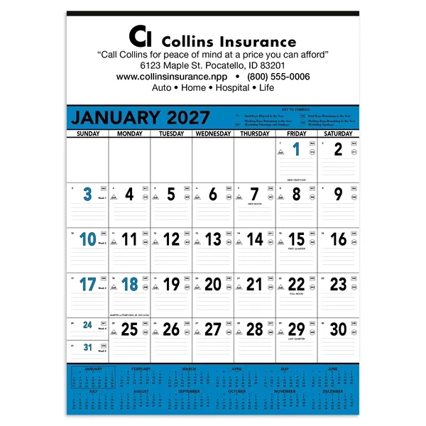 Triumph® Calendars Blue & Black Contractor Memo... from ASI 40480 Koozie Group / Norwood Triumph Calendar