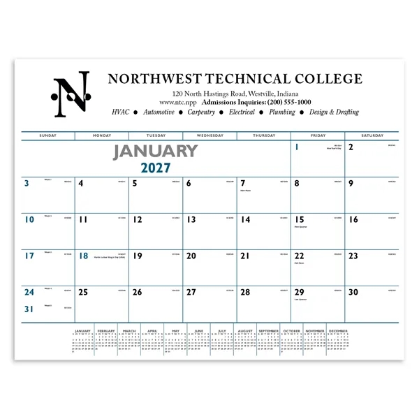 Blue & Black Desk Pad... from ASI 40480 Koozie Group / Norwood Triumph Calendar