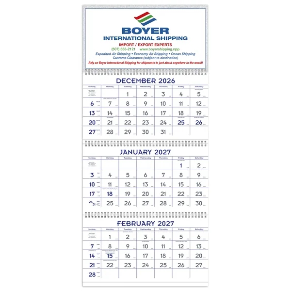 3-Month Planner (4-Sheet)... from ASI 40480 Koozie Group / Norwood Triumph Calendar