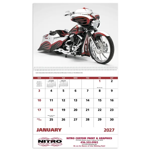 11 x 19 2024 Motorcycles calendar on #60 glossy paper with... from ASI 40480 Koozie Group / Norwood Triumph Calendar