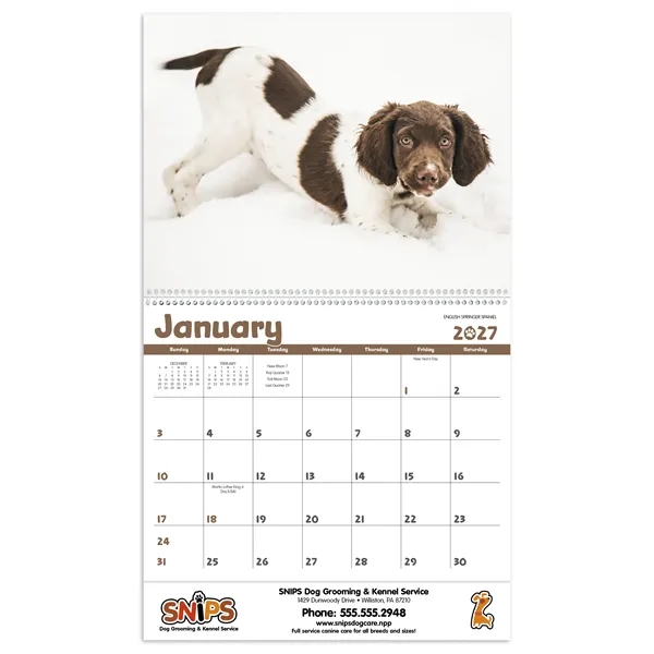 11 x 19 2024 Puppies calendar on 70# glossy paper with... from ASI 40480 Koozie Group / Norwood Triumph Calendar