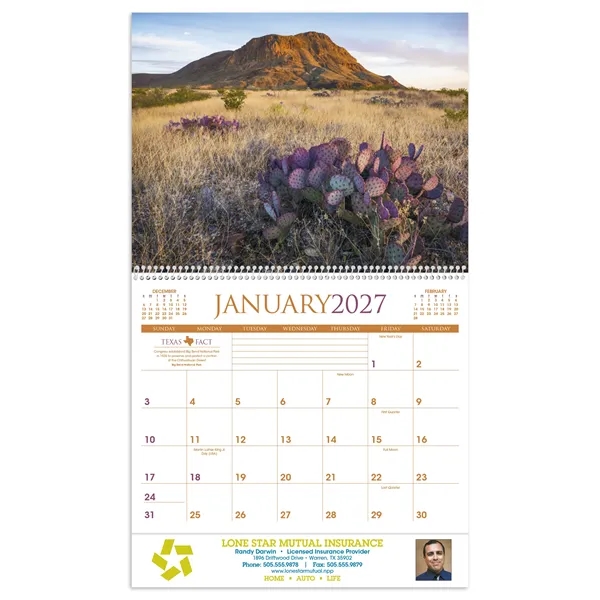 11 x 19 2024 Texas calendar on 70# glossy paper with... from ASI 40480 Koozie Group / Norwood Triumph Calendar
