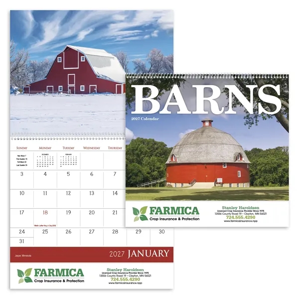 11 x 19 2024 Barns calendar 70# glossy paper with UV-coated... from ASI 40480 Koozie Group / Norwood Triumph Calendar