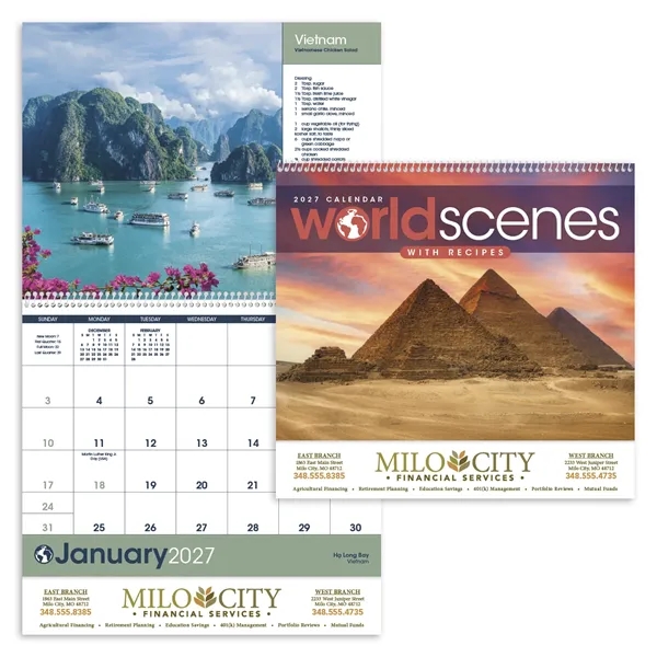 World Scenes with Recipe... from ASI 40480 Koozie Group / Norwood Triumph Calendar
