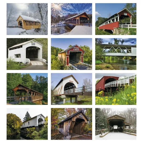 11 x 19 Bridges 2024 spiral-bound wall calendar on 70# glossy... from ASI 40480 Koozie Group / Norwood Triumph Calendar