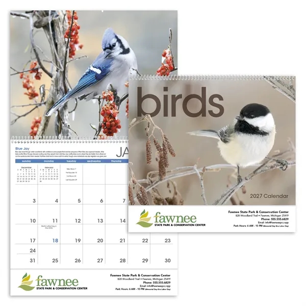 11 x 19 2024 Birds calendar on 70# paper with UV-coated... from ASI 40480 Koozie Group / Norwood Triumph Calendar
