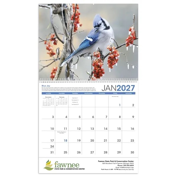 11 x 19 2024 Birds calendar on 70# paper with UV-coated... from ASI 40480 Koozie Group / Norwood Triumph Calendar
