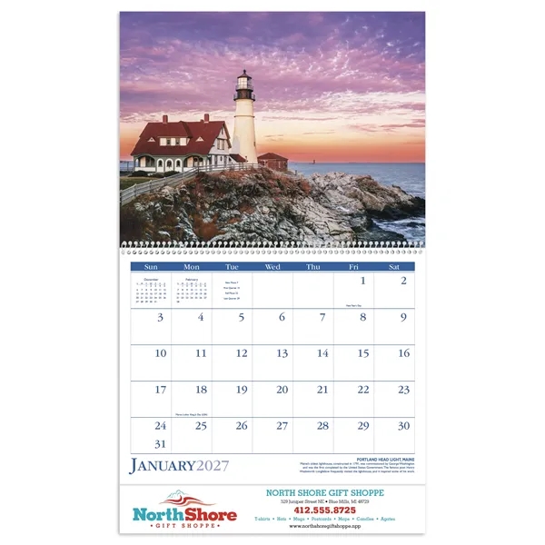 11 x 19 2024 Lighthouses calendar on 70# glossy paper and... from ASI 40480 Koozie Group / Norwood Triumph Calendar