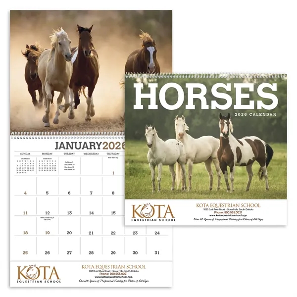 11 x 19 2024 Horse calendar on #70 paper with UV-coated... from ASI 40480 Koozie Group / Norwood Triumph Calendar