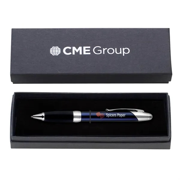 Premium customizable brass twist-action ballpoint with soft grip and chrome accents... from ASI 68190 Lungsal / Lungsal