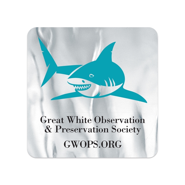 1 3/4" x 1" square shaped chrome polyester decals with permanent... from ASI 56950 Gill Studios Inc / Gill-Line®