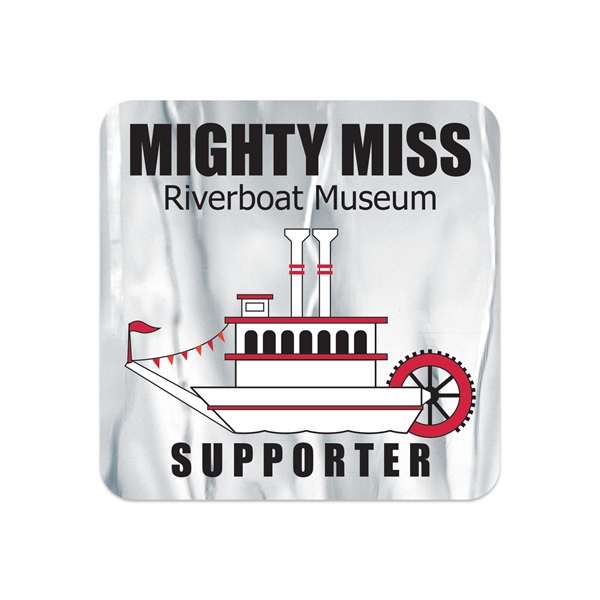 3" x 3" square shaped chrome polyester decal with permanent adhesive... from ASI 56950 Gill Studios Inc / Gill-Line®