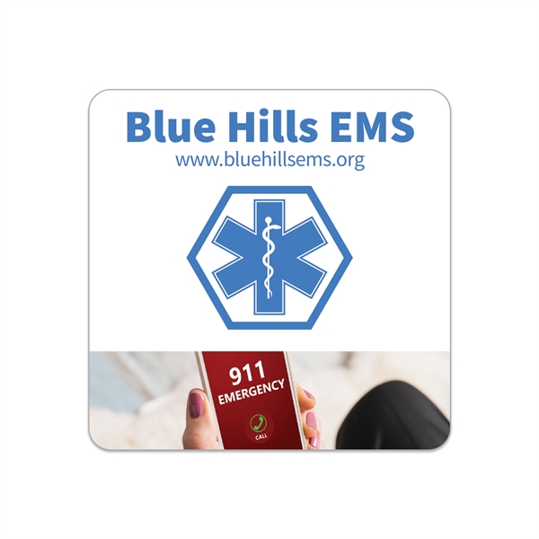 4" x 4" square shaped white vinyl decal with removable adhesive... from ASI 56950 Gill Studios Inc / Gill-Line®