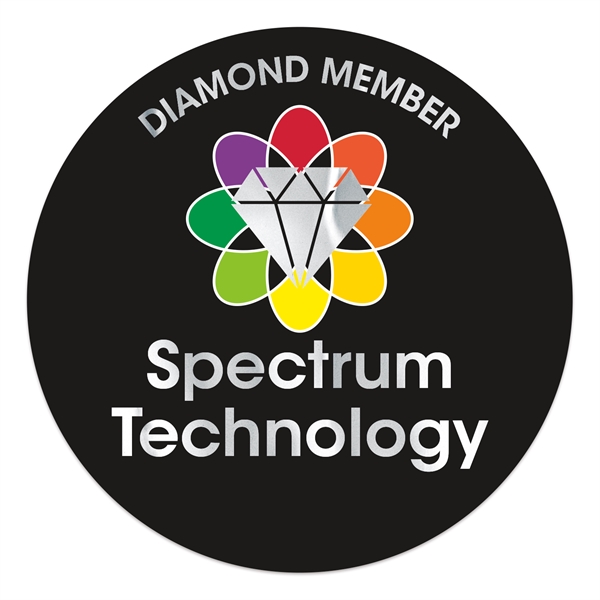 2" round chrome polyester decal with permanent adhesive backing and a... from ASI 56950 Gill Studios Inc / Gill-Line®